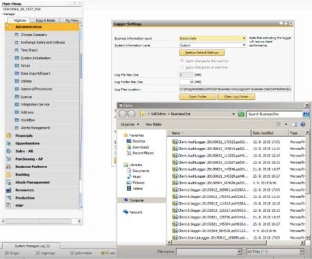 sap business one tracing and logging